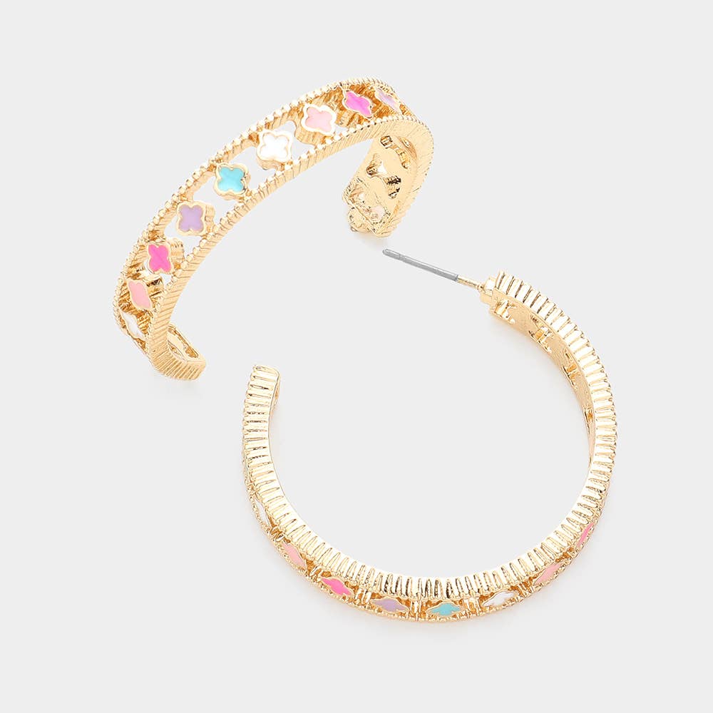 Quatrefoil Pointed Hoop Earrings