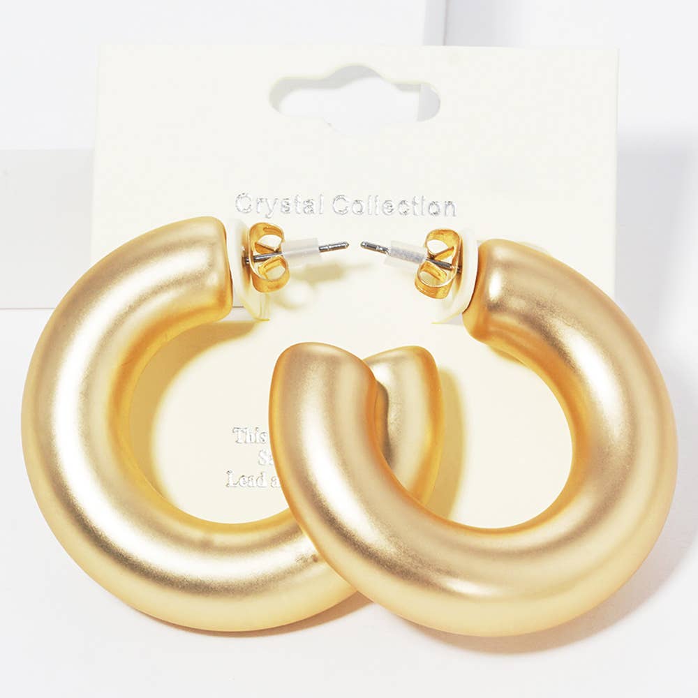 Thick Open Hoop Earrings - Gold