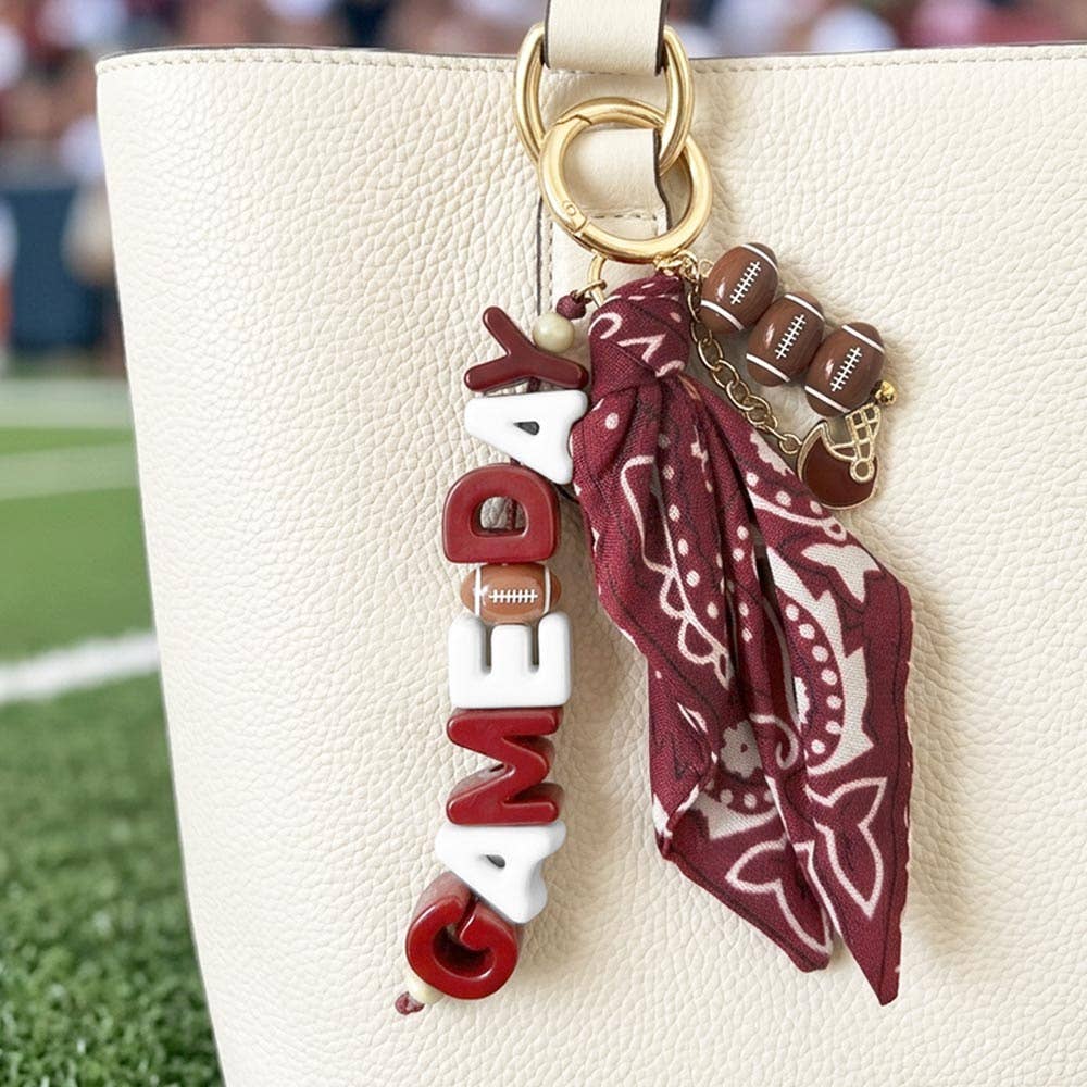 GAMEDAY Football Helmet Charm Bandana Fabric Scarf Keychain Bag Charm