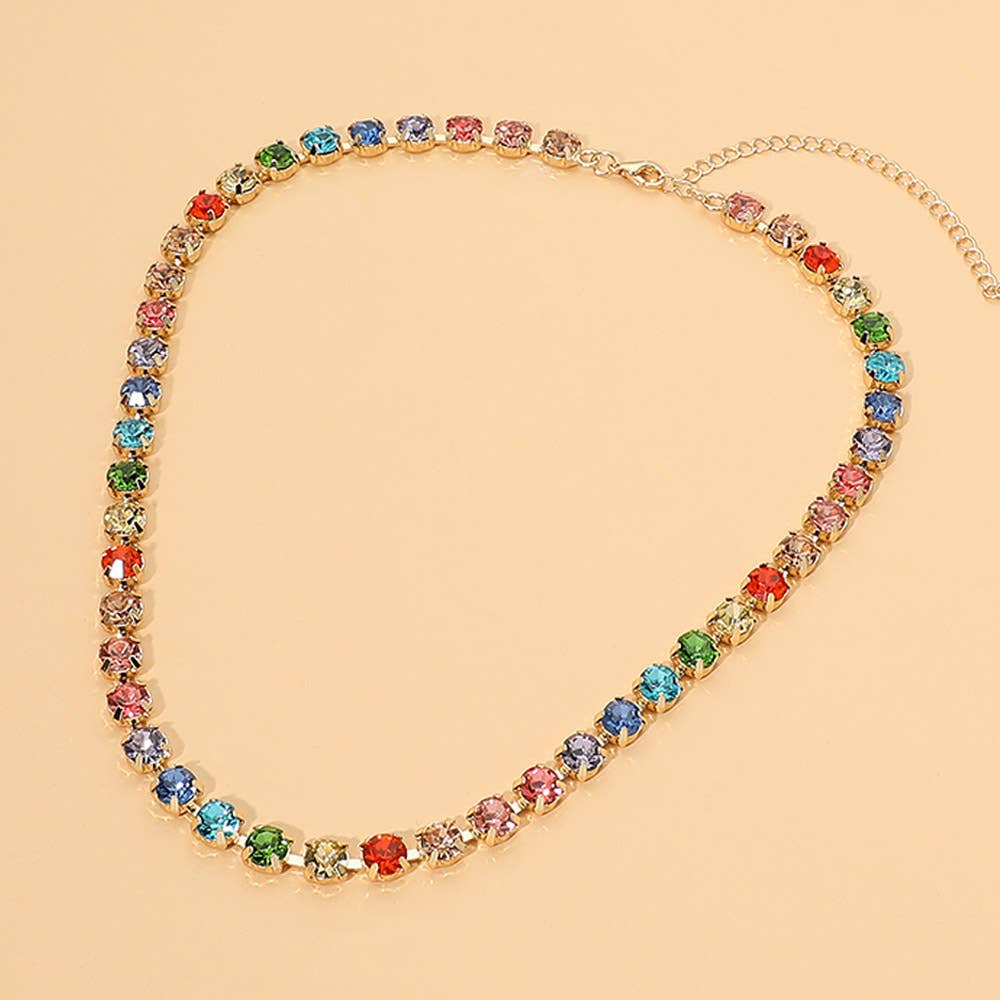 Round Stone Link Necklace