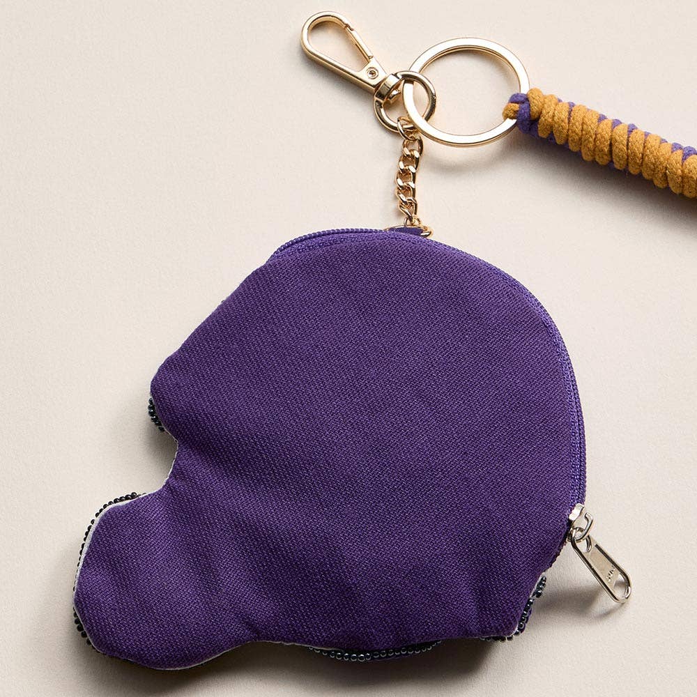 GAME DAY Helmet Sequin Beaded Keychain Pouch