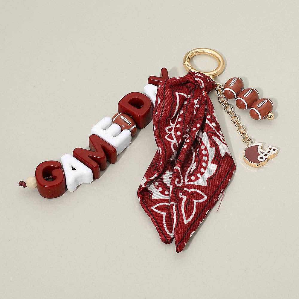 GAMEDAY Football Helmet Charm Bandana Fabric Scarf Keychain Bag Charm