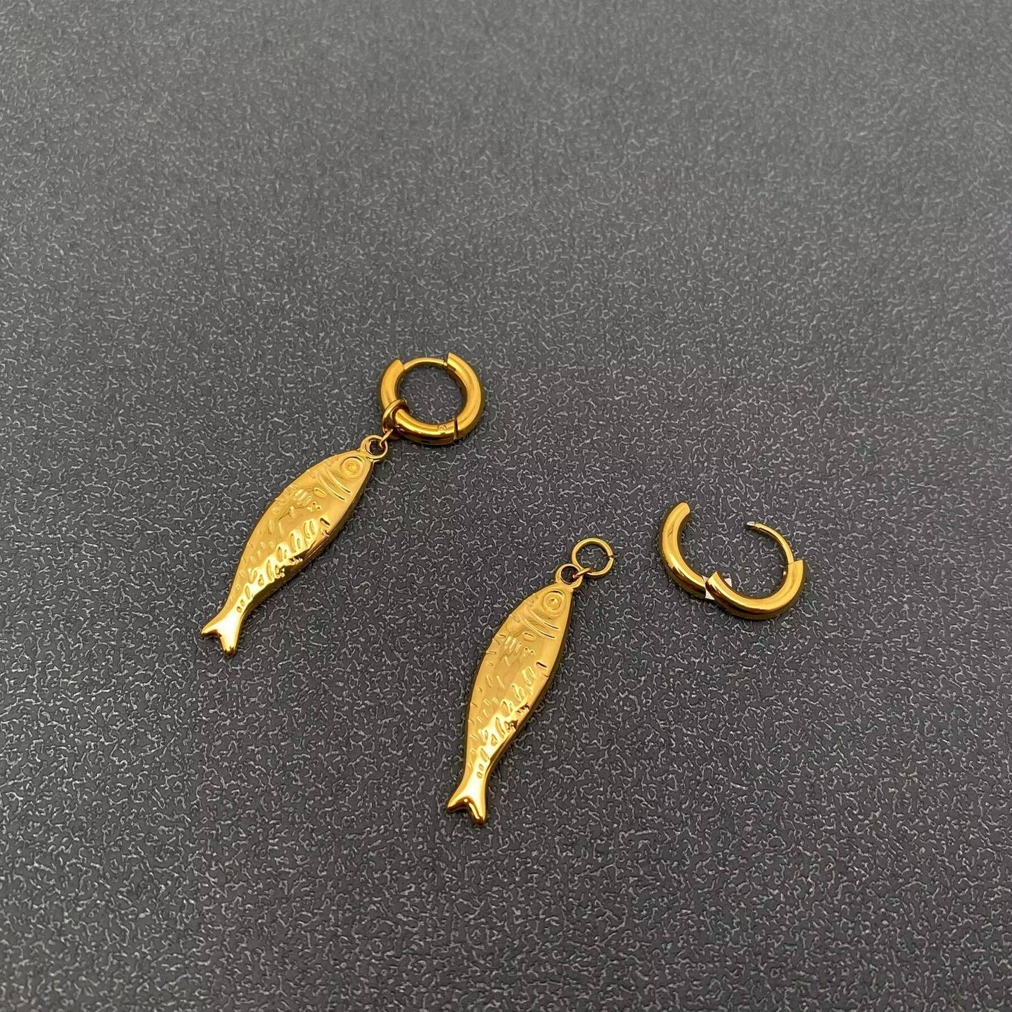 18K Sardine Drop Huggie Earrings