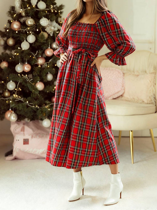 Feeling Festive Plaid Dress