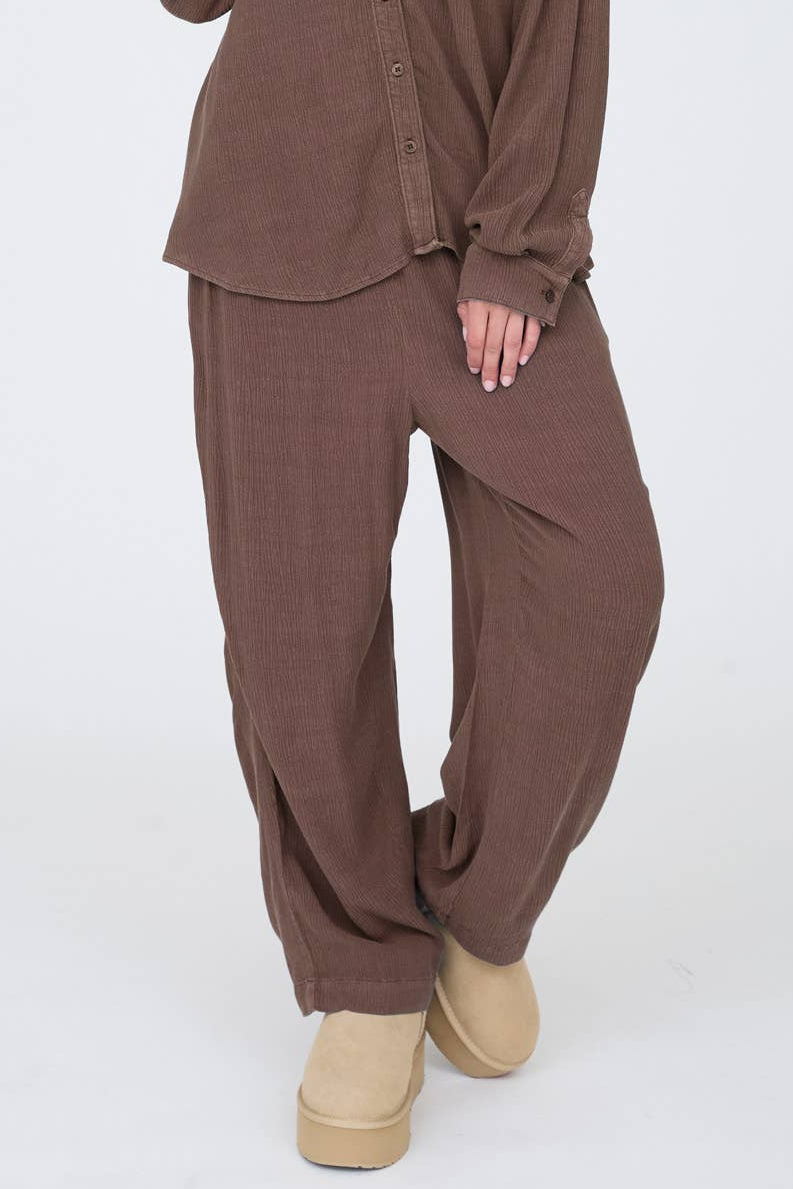Crinkle Plisse Elastic Lounge Pants