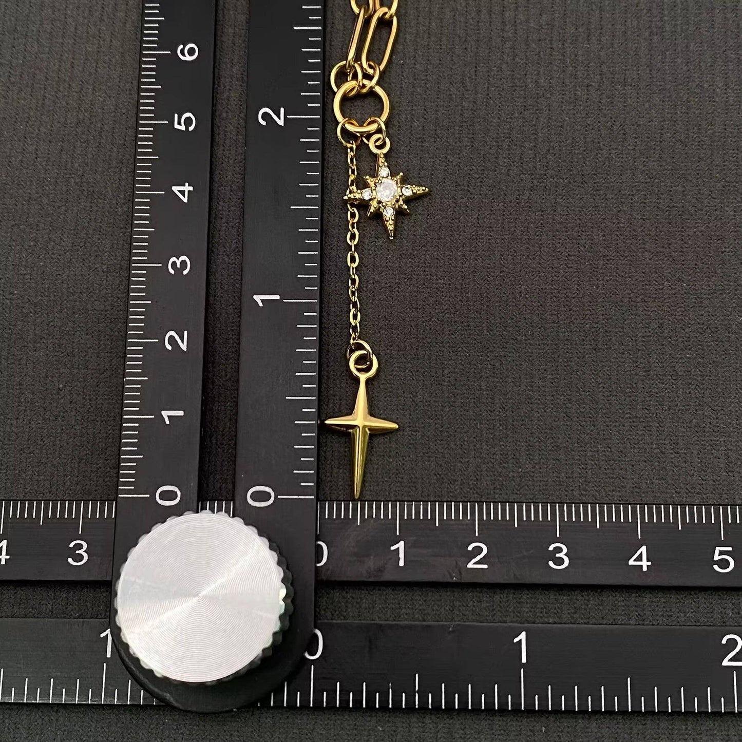 Double Star Charm 18K Golden SS Y-neck Necklace - FGS/MS