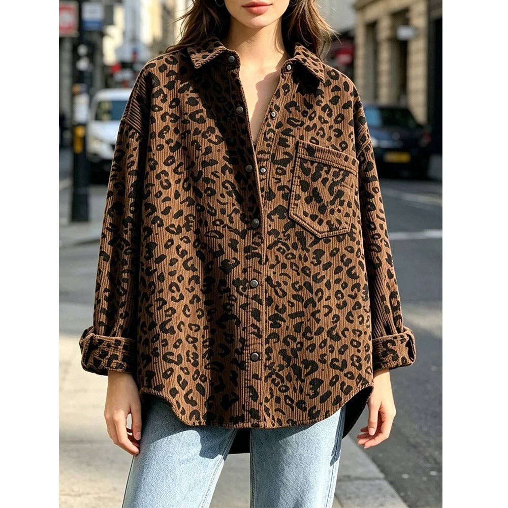 Leopard Print Button Down Oversized Shacket