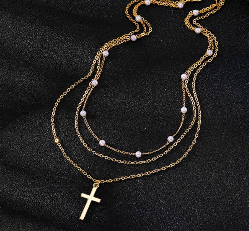 18K STAINLESS STEEL CROSS NECKLACE