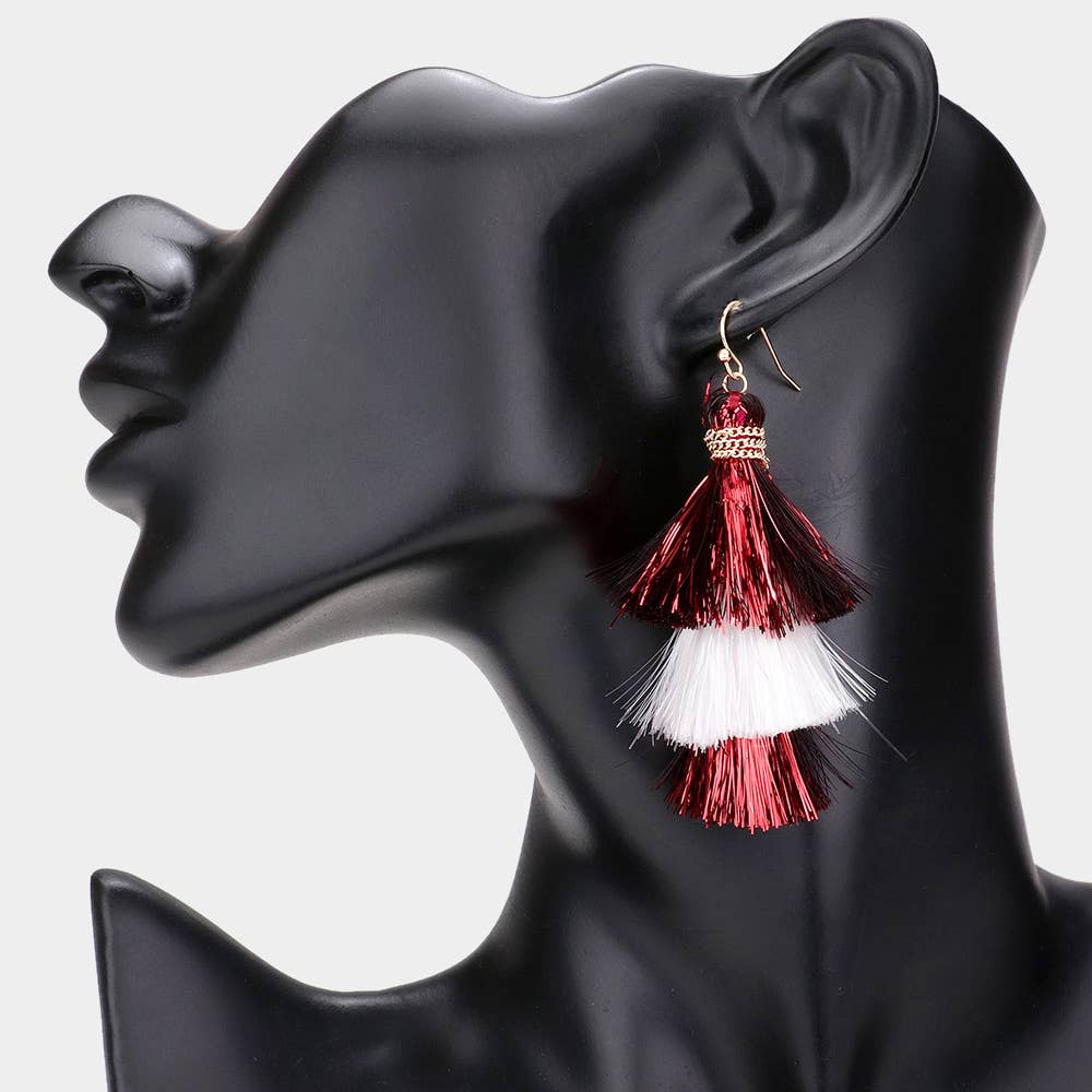 Game Day Triple Tassel Layered Dangle Earrings