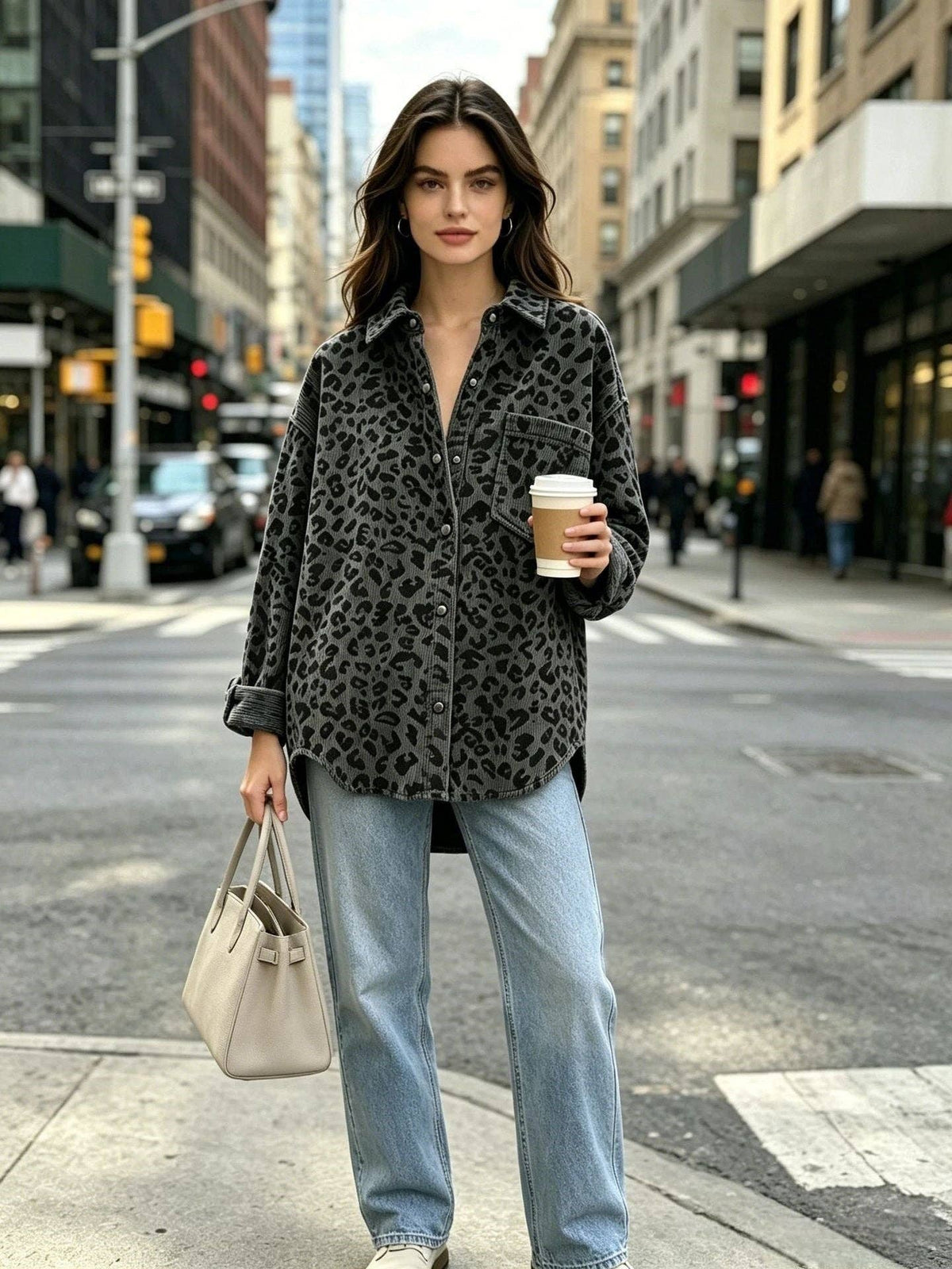 Leopard Print Button Down Oversized Shacket