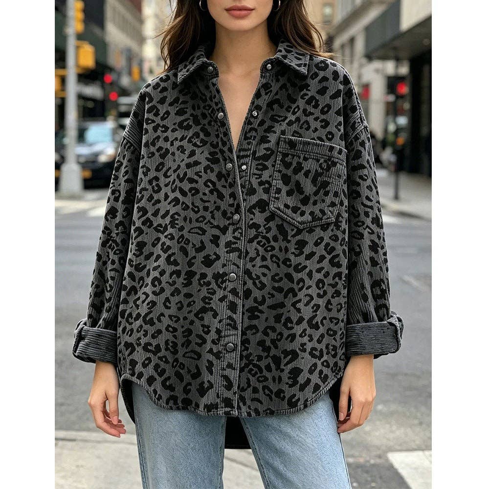 Leopard Print Button Down Oversized Shacket