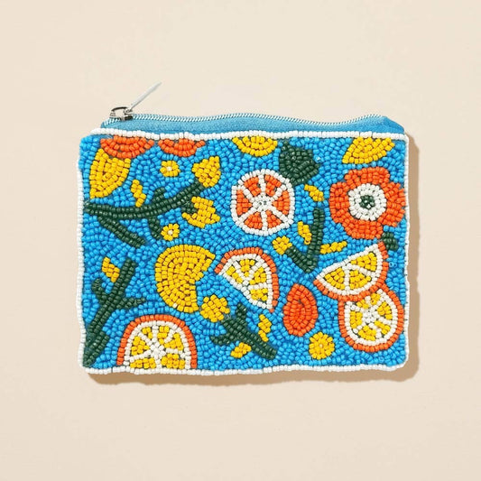 Citrus Fruit Seed Beaded Mini Pouch Bag