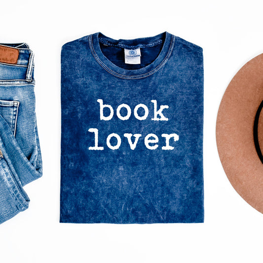 Book Lover Navy Mineral Wash Graphic Tee