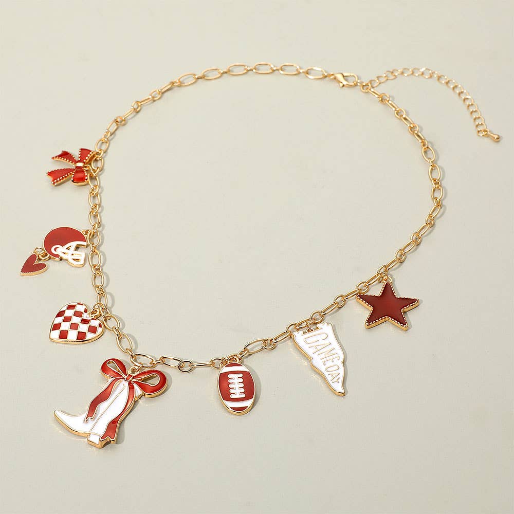 Game Day Football Theme Charm Station Necklace