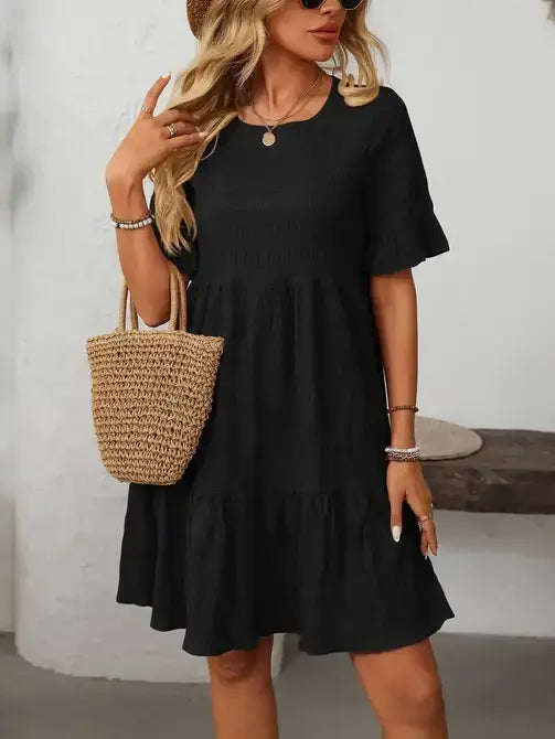 Tiered Mini Dress Ruffle Sleeve