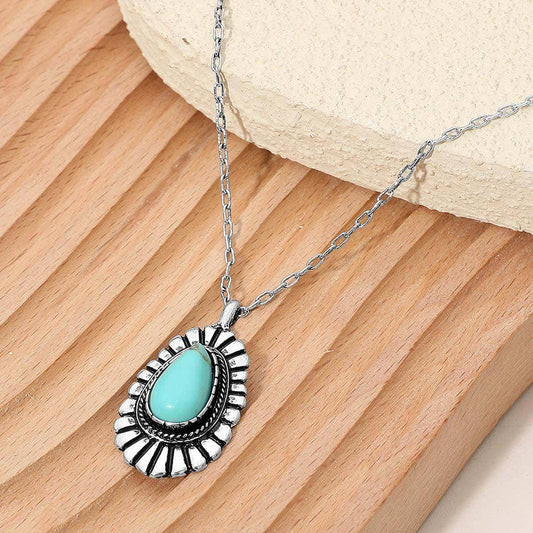 Boho Turquoise Stone Pendant Necklace