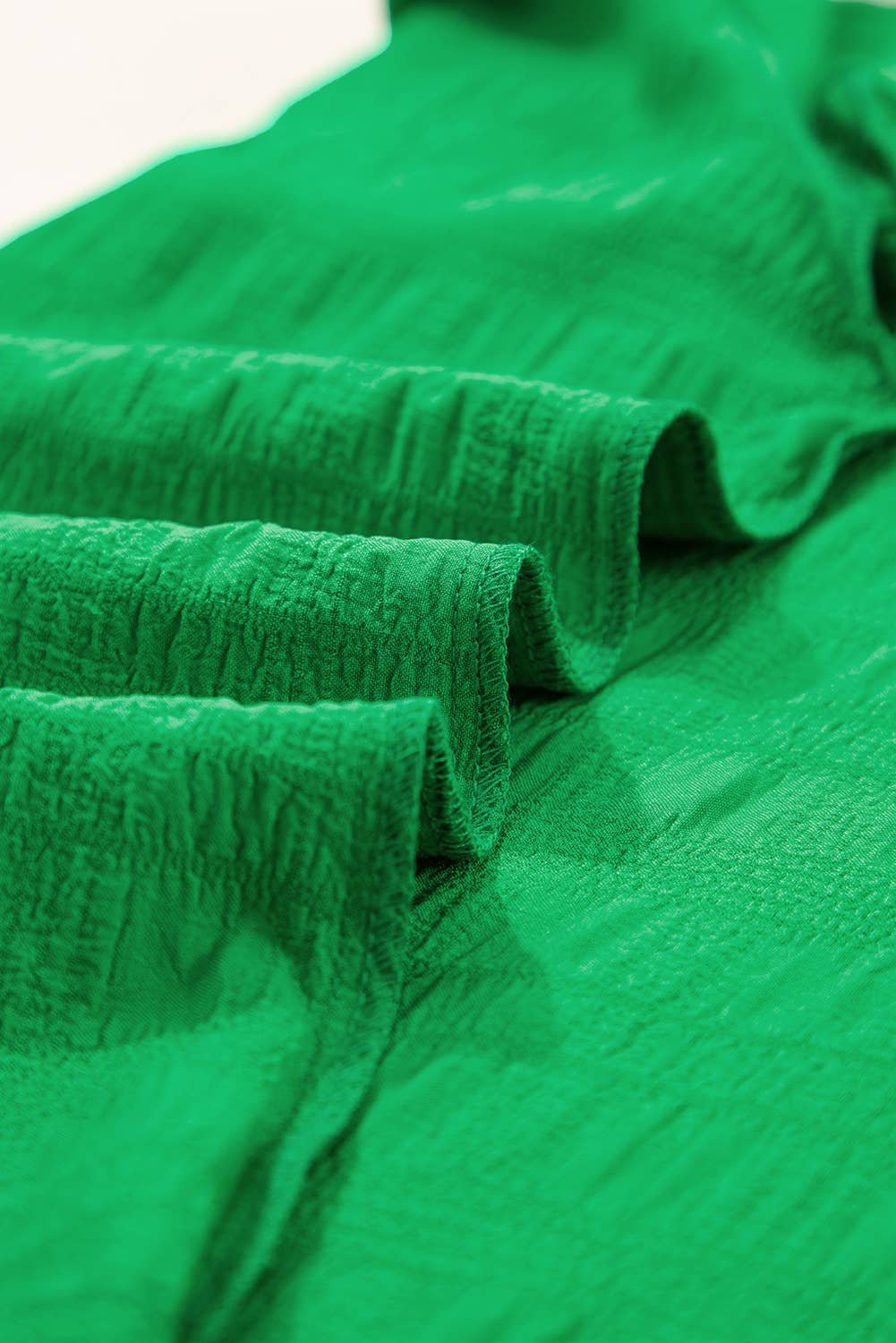 Fashion-W Textured Ruffled Sleeve Round Neck Top