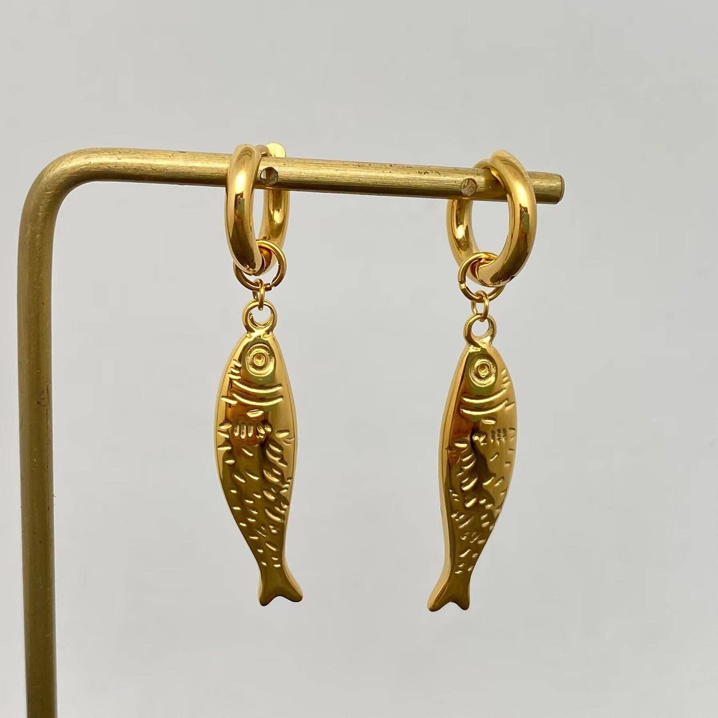 18K Sardine Drop Huggie Earrings