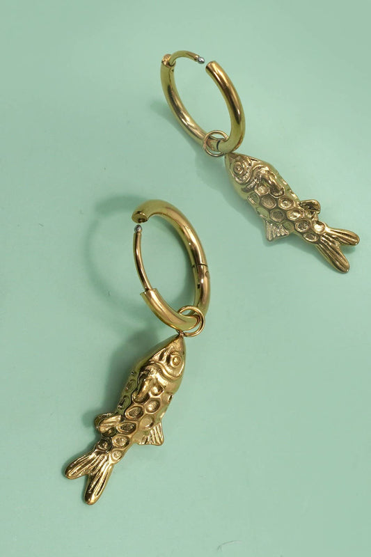 18K STAINLESS STEEL TARNISH FREE FISH EARRINGS | 40E395