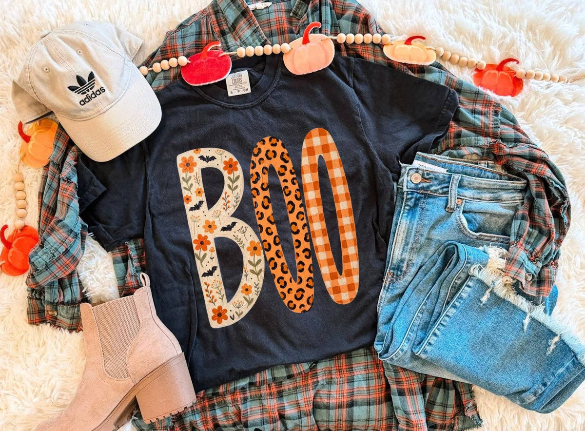 Black Boo Pattern Tee