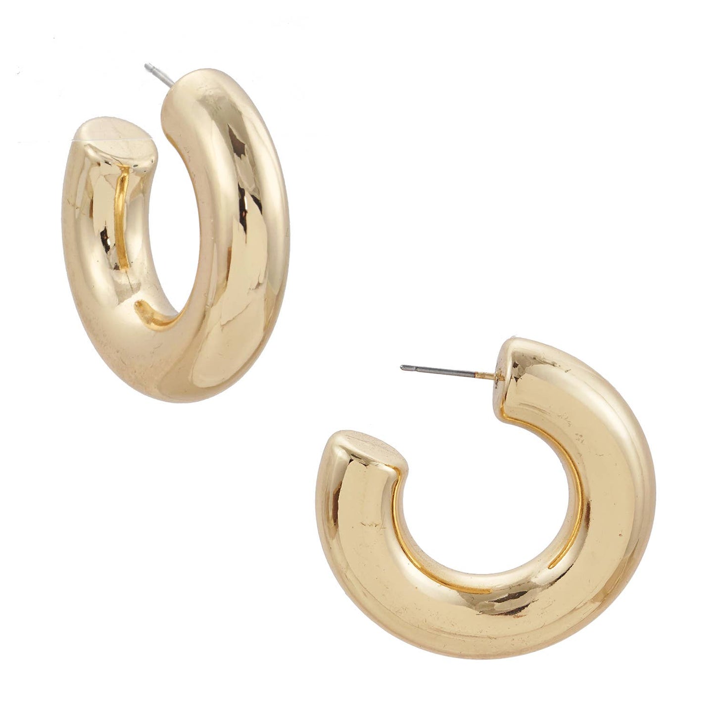 Thick Open Hoop Earrings - Gold