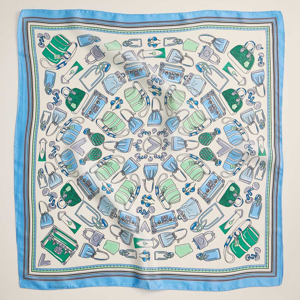 Handbag Printed Square Silky Satin Scarf