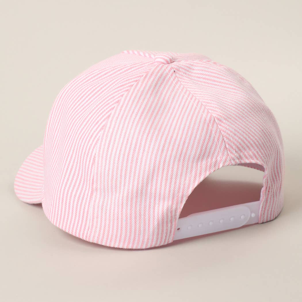 Really Busy Dilly Dallying Embroidered Pink Stripe Hat