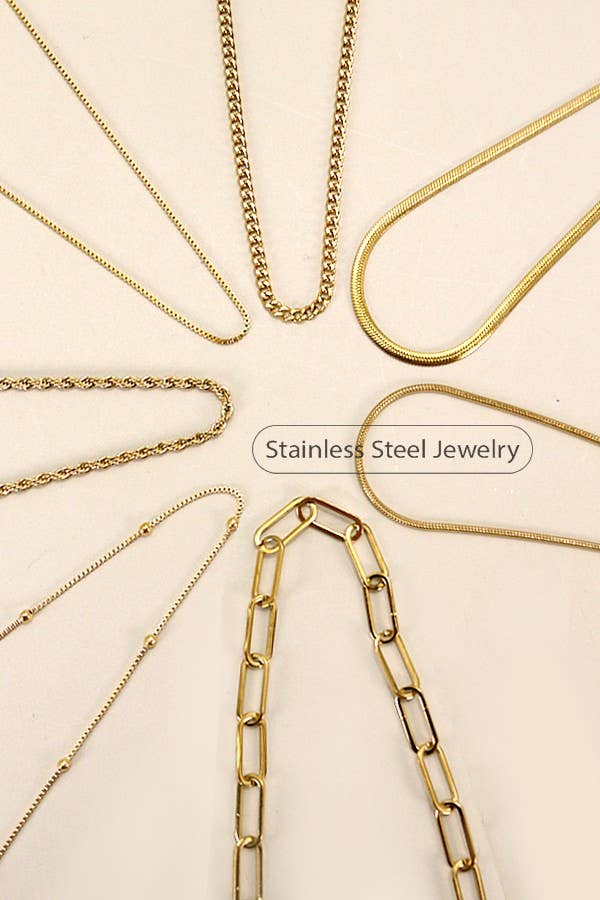 STAINLESS STEEL HERRINGBONE NECKLACE