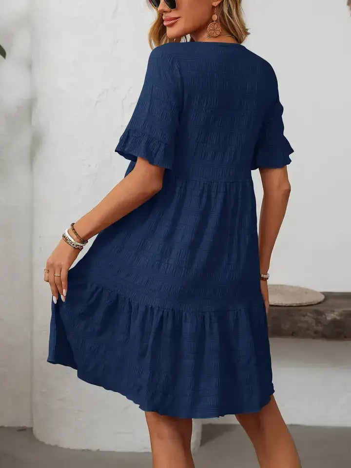 Tiered Mini Dress Ruffle Sleeve