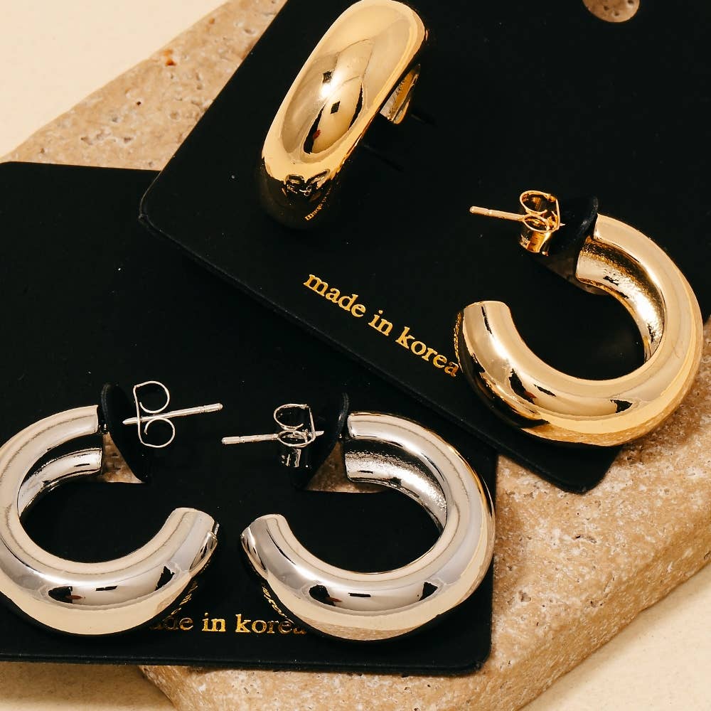 Thick Metallic Tube Hoop Earrings