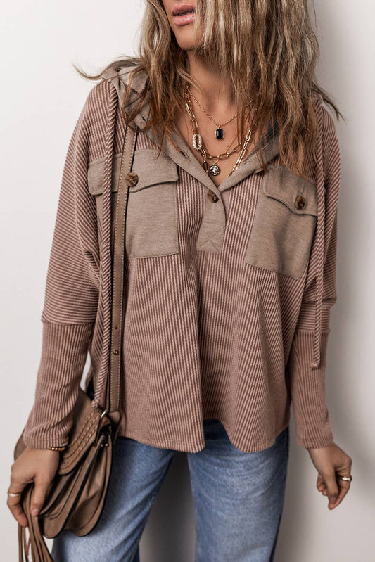 Pocket Corded Drawstring Hoodie