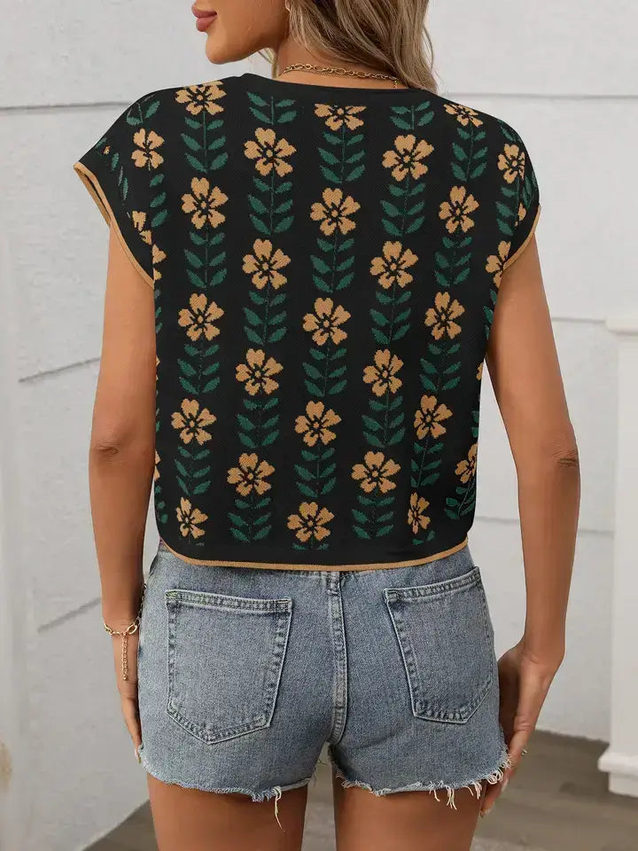 Floral Knit Top Women