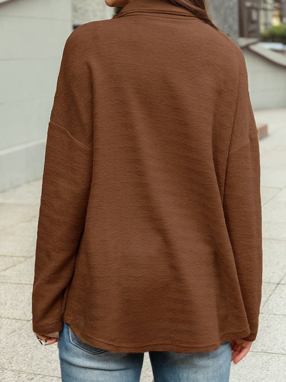 Exposed Seam Terry Patchwork Shacket