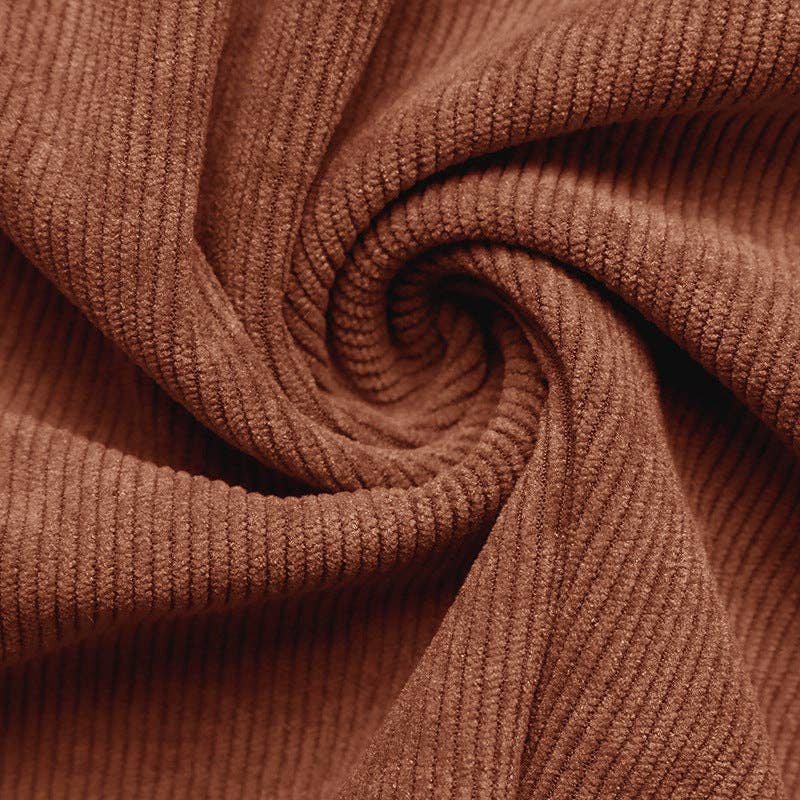 Corduroy Midi Dress Belted Waist Long Sleeve