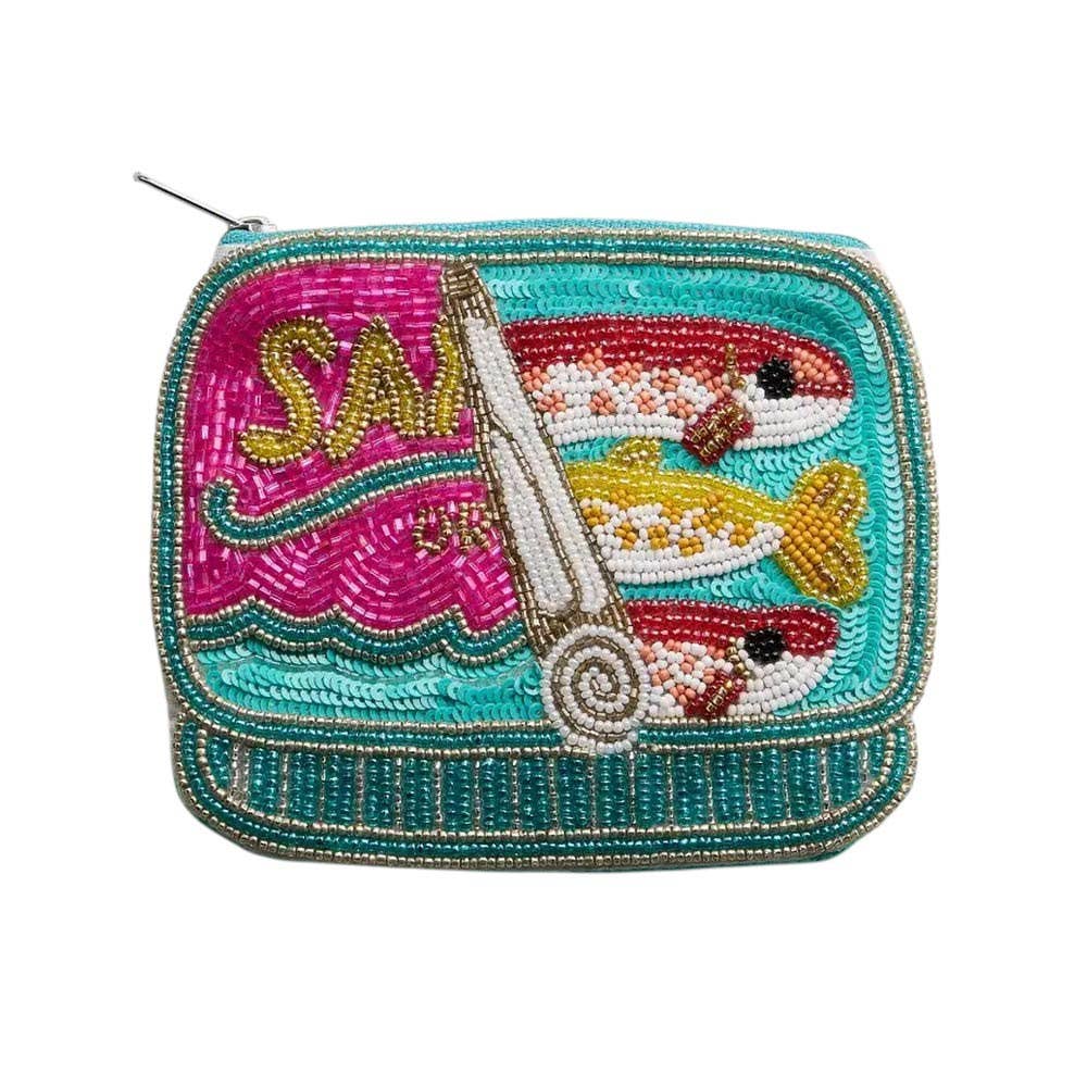 Sardine Can Seed Beaded Mini Pouch Bag