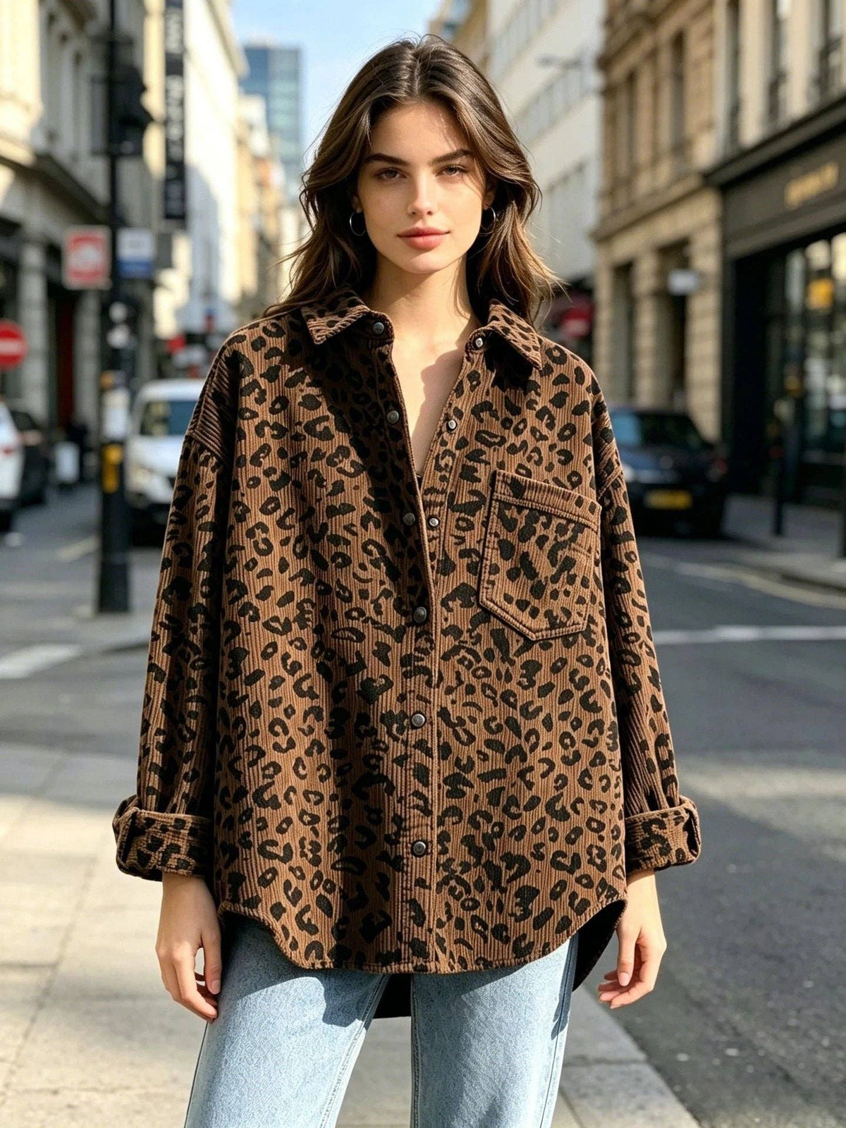 Leopard Print Button Down Oversized Shacket