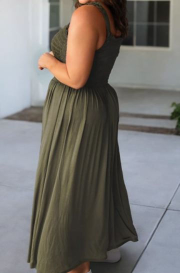 Plus Shirred Sleeveless Maxi Dress