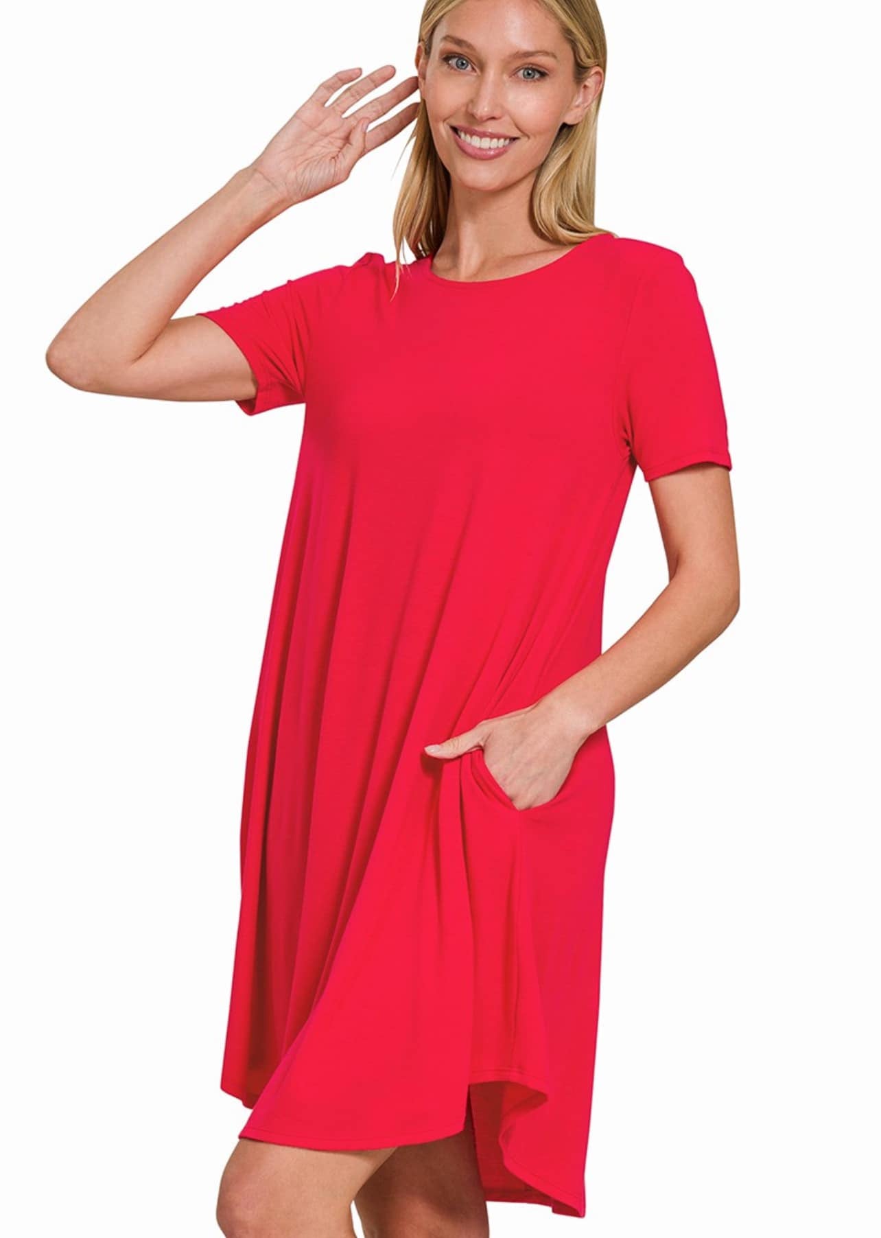 Zenana TShirt Dress, Ruby Red